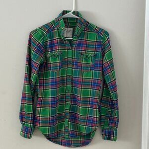 A&F Plaid Button Down Flannel Shirt Cozy Cabincore Cottagecore Size Small